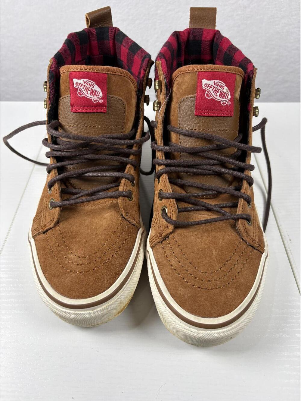 Vans Sk8-Hi MTE Suede Buffalo Plaid 3M Scotchgard Men 7 Wmn 8.5 Brown Hi-Top